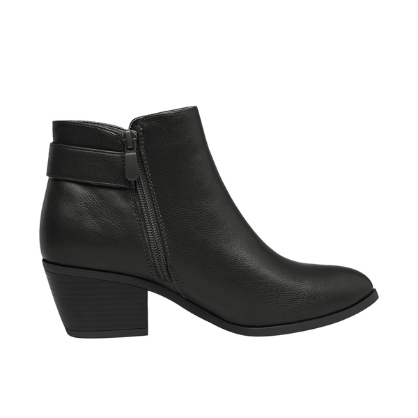 Chunky Pointed Toe Ankle Boots - BLACK PU - 2